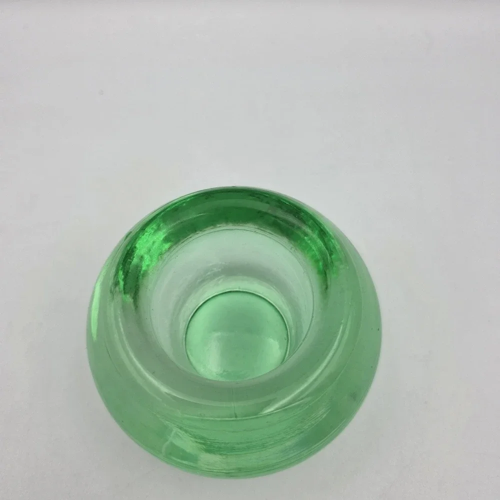 Crate & Barrel Green Glass Votive Tea Light Candle Holder 2.25
